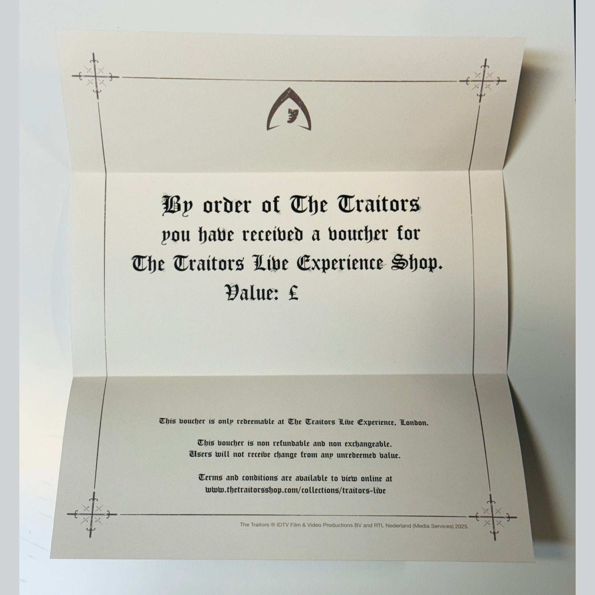 The Traitors Live Experience Shop Voucher - Traitors Store